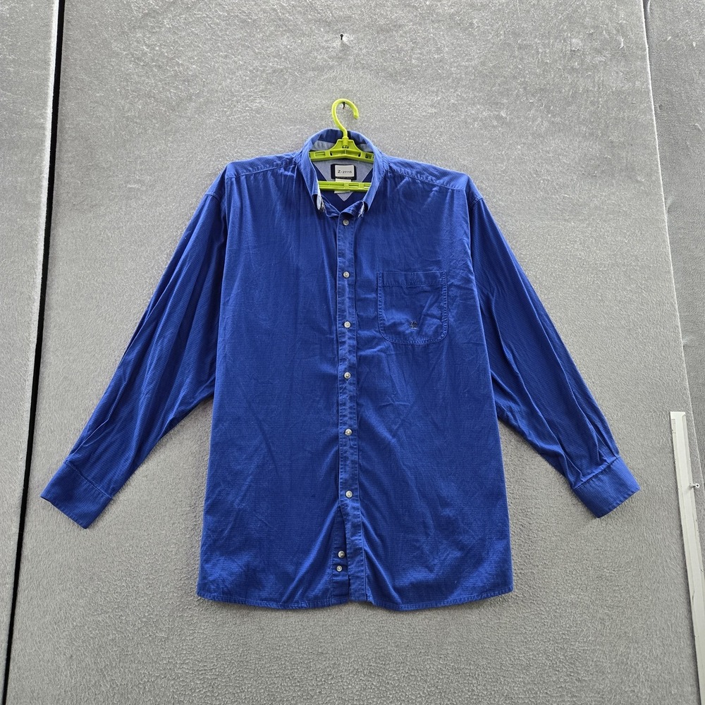 Wrangler‎ Men Button Up Shirt XXL Blue Embroidered Twenty X Western